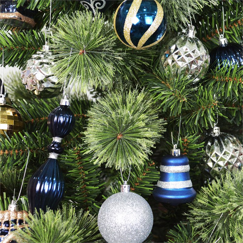 Jeco 43 Piece Shatterproof Plastic Christmas Ornament Set in Blue and White