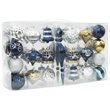 Jeco 43 Piece Shatterproof Plastic Christmas Ornament Set in Blue and White