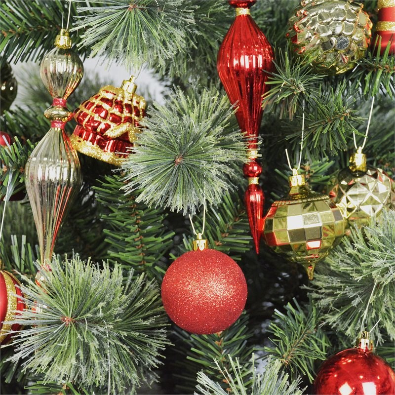 Jeco 43 Piece Shatterproof Plastic Christmas Ornament Set in Gold and Red