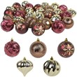 Jeco 30 Piece Shatterproof Plastic Christmas Ornament Set in Brown/  Gold/  Red