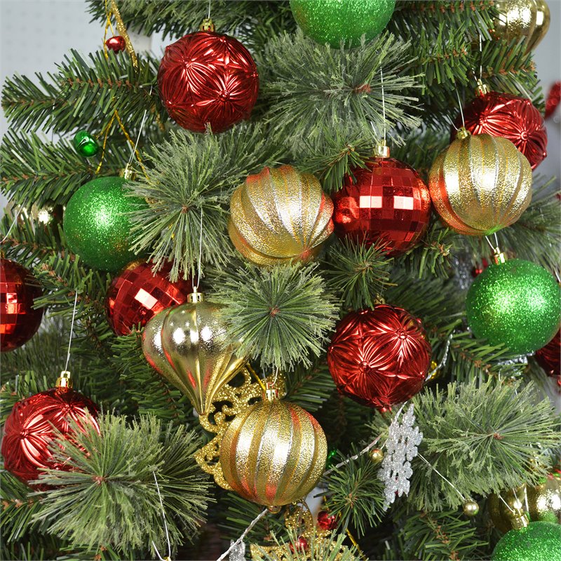 Jeco 30 Piece Shatterproof Plastic Christmas Ornament Set in Green/  Gold/  Red