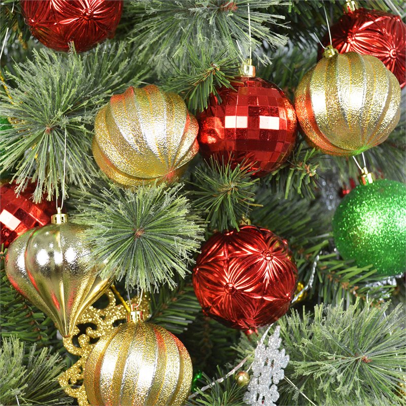 Jeco 30 Piece Shatterproof Plastic Christmas Ornament Set in Green/  Gold/  Red