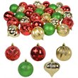 Jeco 30 Piece Shatterproof Plastic Christmas Ornament Set in Green/  Gold/  Red