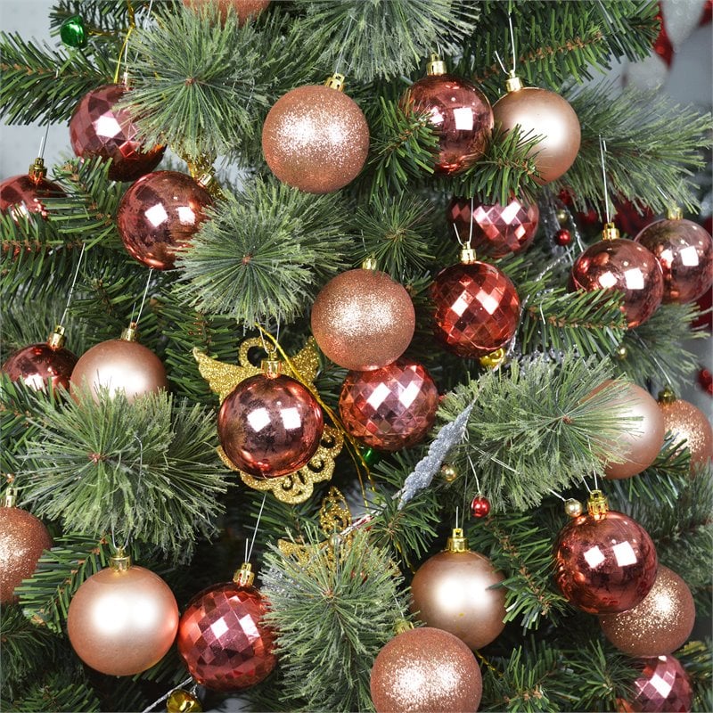 Jeco 55 Piece Shatterproof Plastic Christmas Ornament Set in Brass