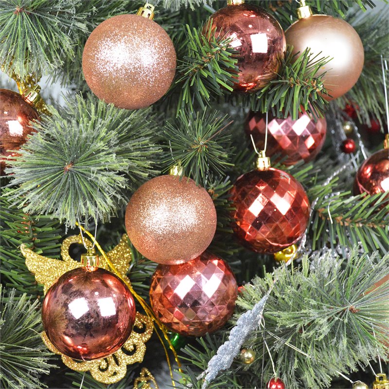 Jeco 55 Piece Shatterproof Plastic Christmas Ornament Set in Brass