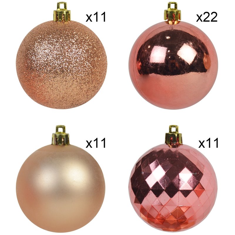 Jeco 55 Piece Shatterproof Plastic Christmas Ornament Set in Brass