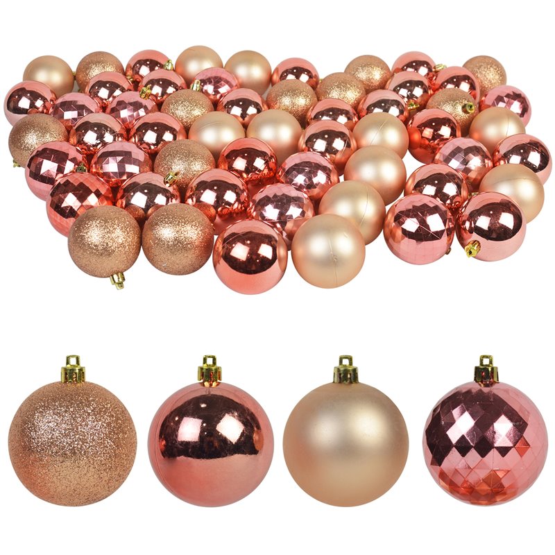 Jeco 55 Piece Shatterproof Plastic Christmas Ornament Set in Brass