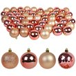 Jeco 55 Piece Shatterproof Plastic Christmas Ornament Set in Brass