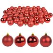 Jeco 55 Piece Shatterproof Plastic Christmas Ornament Set in Red