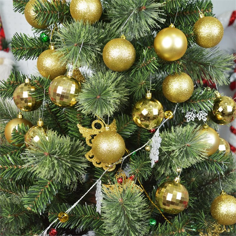 Jeco 55 Piece Shatterproof Plastic Christmas Ornament Set in Gold