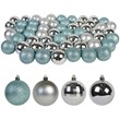 Jeco 55 Piece Shatterproof Plastic Christmas Ornament Set in Silver and Blue