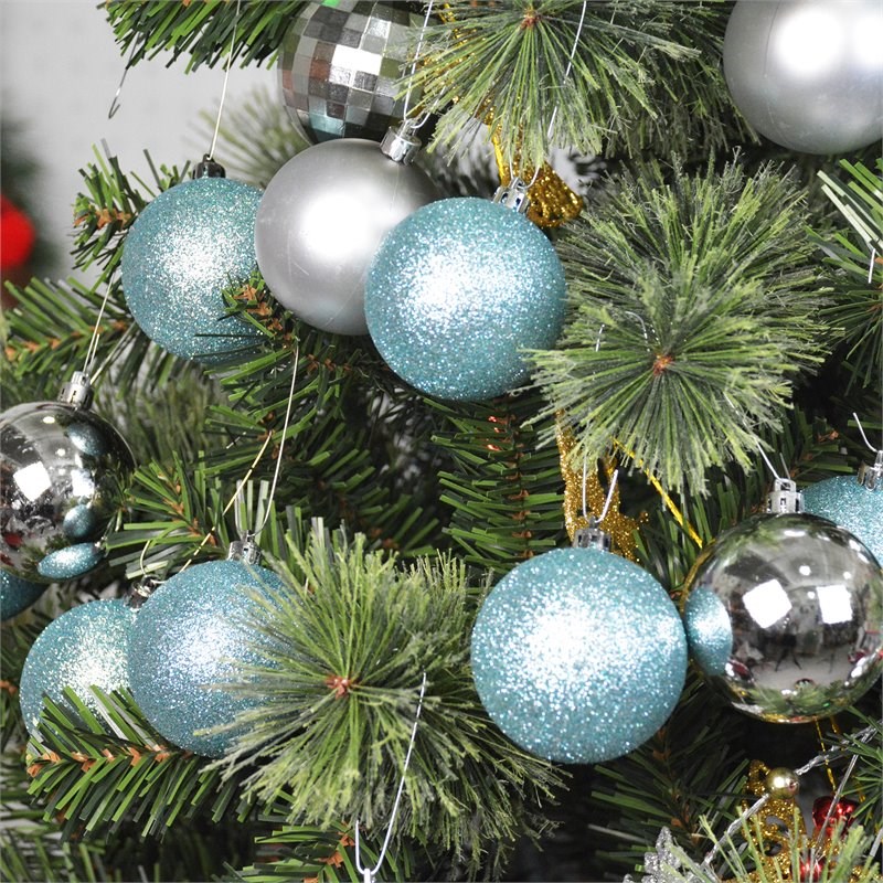 Jeco 55 Piece Shatterproof Plastic Christmas Ornament Set in Silver and Blue