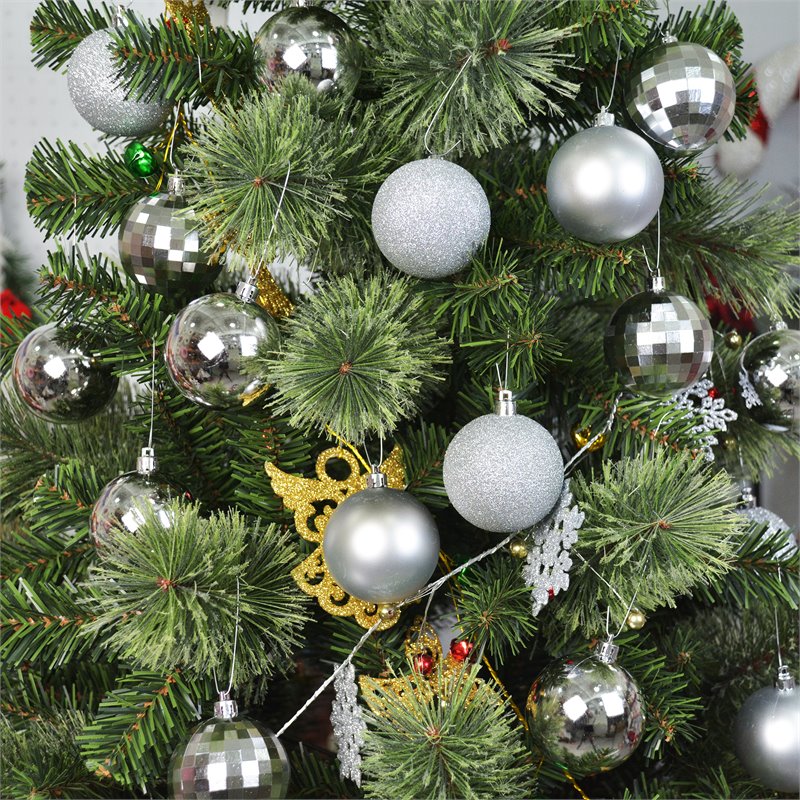 Jeco 55 Piece Shatterproof Plastic Christmas Ornament Set in Silver