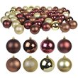 Jeco 50 Piece Shatterproof Plastic Christmas Ornament Set in Brown/  Gold/  Red
