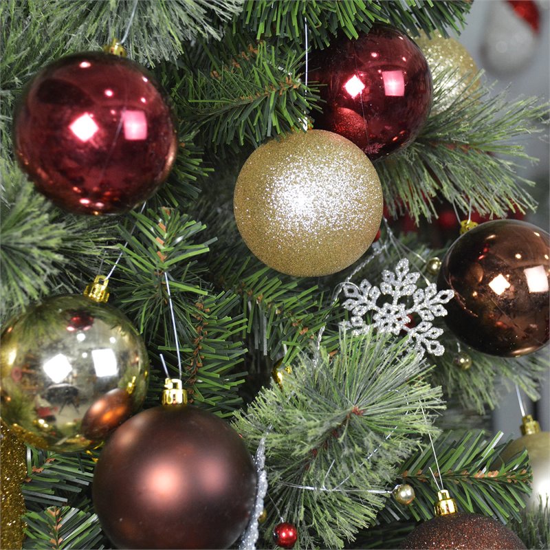 Jeco 50 Piece Shatterproof Plastic Christmas Ornament Set in Brown/  Gold/  Red