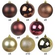 Jeco 50 Piece Shatterproof Plastic Christmas Ornament Set in Brown/  Gold/  Red