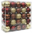 Jeco 50 Piece Shatterproof Plastic Christmas Ornament Set in Brown/  Gold/  Red