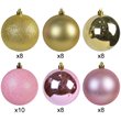 Jeco 50 Piece Shatterproof Plastic Christmas Ornament Set in Pink and Gold
