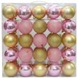Jeco 50 Piece Shatterproof Plastic Christmas Ornament Set in Pink and Gold