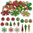 Jeco 40 Piece Shatterproof Plastic Christmas Ornament Set in Green/  Gold/  Red