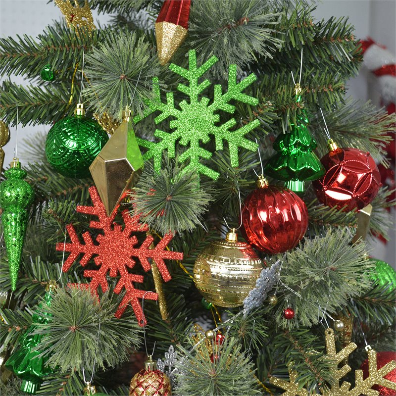 Jeco 40 Piece Shatterproof Plastic Christmas Ornament Set in Green/  Gold/  Red