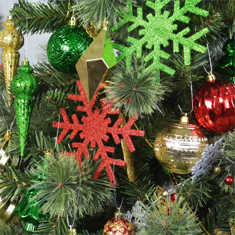 Jeco 40 Piece Shatterproof Plastic Christmas Ornament Set in Green/  Gold/  Red