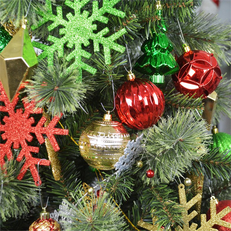 Jeco 40 Piece Shatterproof Plastic Christmas Ornament Set in Green/  Gold/  Red