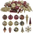 Jeco 40 Piece Shatterproof Plastic Christmas Ornament Set in Brown/  Gold/  Red
