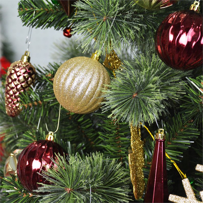 Jeco 40 Piece Shatterproof Plastic Christmas Ornament Set in Brown/  Gold/  Red