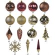Jeco 40 Piece Shatterproof Plastic Christmas Ornament Set in Brown/  Gold/  Red