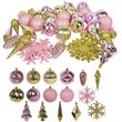 Jeco 40 Piece Shatterproof Plastic Christmas Ornament Set in Pink and Gold