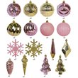 Jeco 40 Piece Shatterproof Plastic Christmas Ornament Set in Pink and Gold