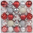 Jeco 40 Piece Shatterproof Plastic Christmas Ornament Set in Red and Silver