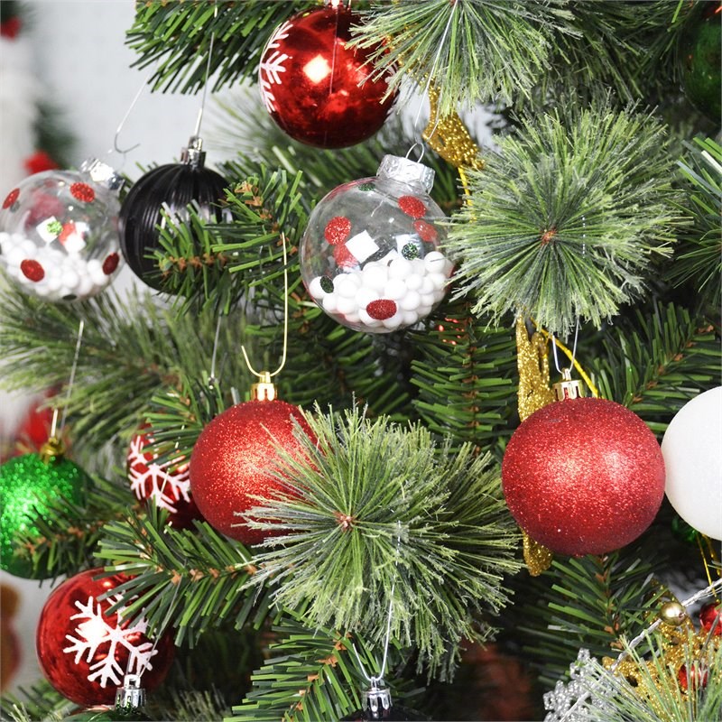 Jeco 40 Piece Shatterproof Plastic Christmas Ornament Set in Red/ Green/ Black