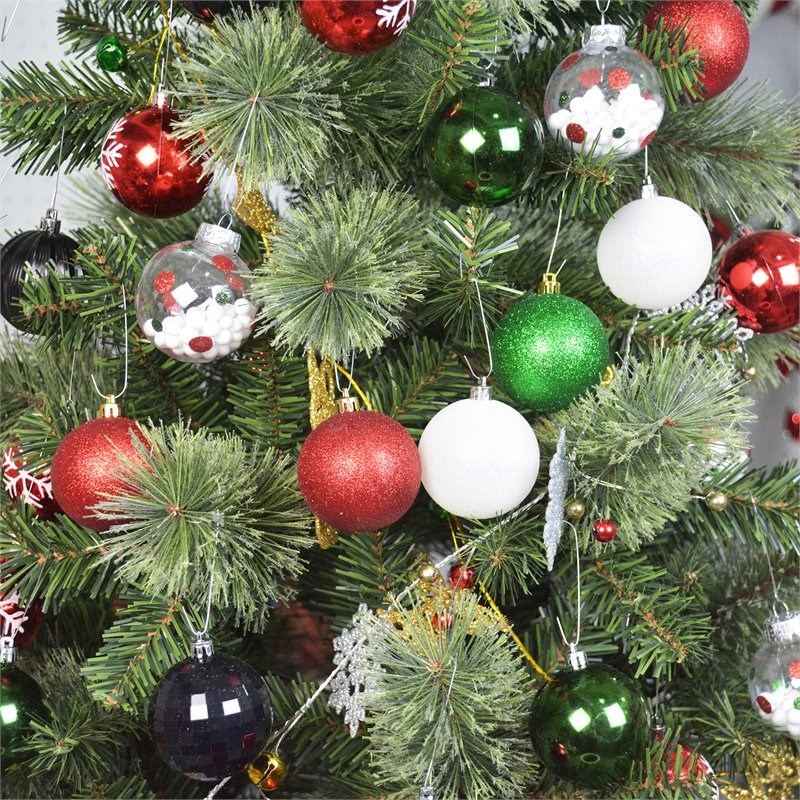 Jeco 40 Piece Shatterproof Plastic Christmas Ornament Set in Red/ Green/ Black