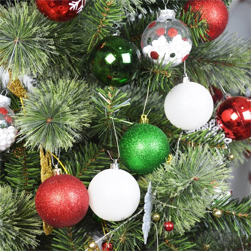 Jeco 40 Piece Shatterproof Plastic Christmas Ornament Set in Red/ Green/ Black