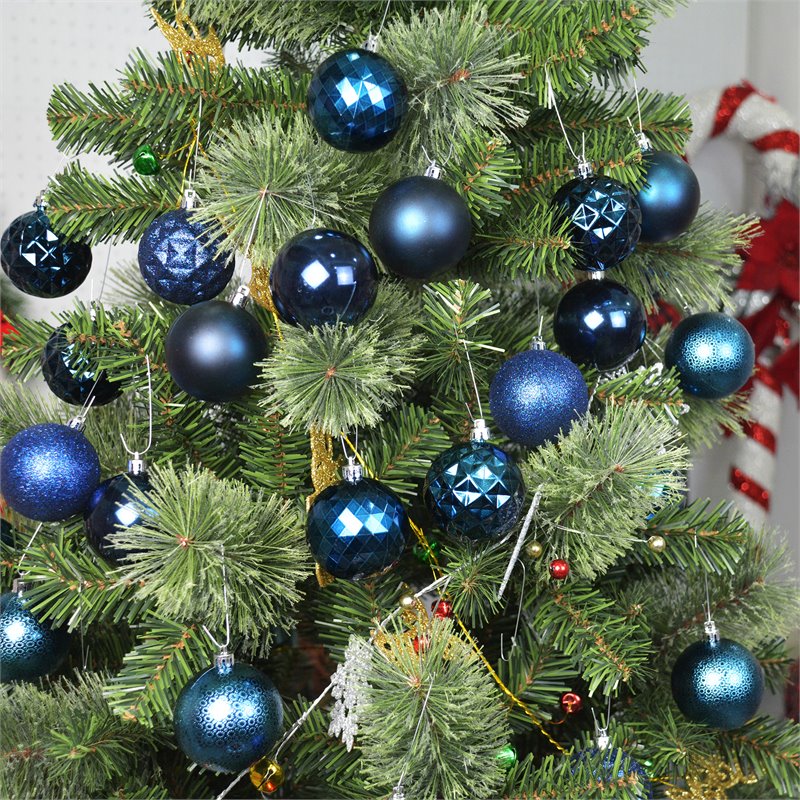 Jeco 48 Piece Shatterproof Plastic Christmas Ornament Set in Blue