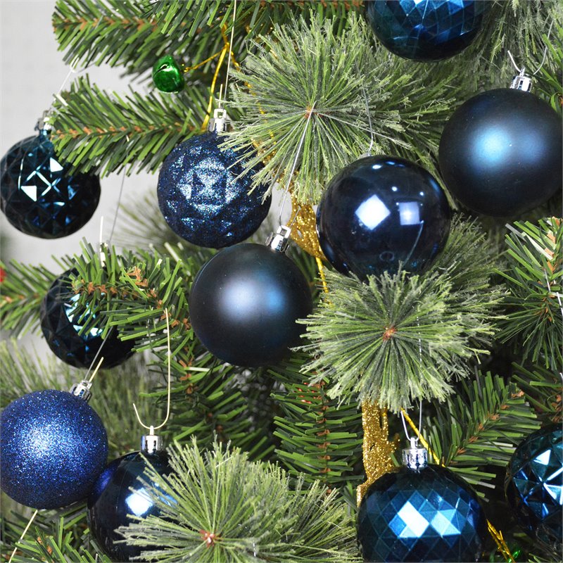 Jeco 48 Piece Shatterproof Plastic Christmas Ornament Set in Blue
