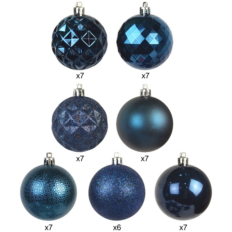 Jeco 48 Piece Shatterproof Plastic Christmas Ornament Set in Blue