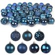 Jeco 48 Piece Shatterproof Plastic Christmas Ornament Set in Blue