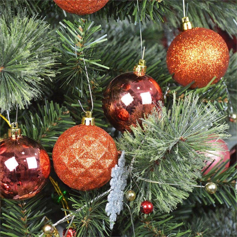 Jeco 48 Piece Shatterproof Plastic Christmas Ornament Set in Brass