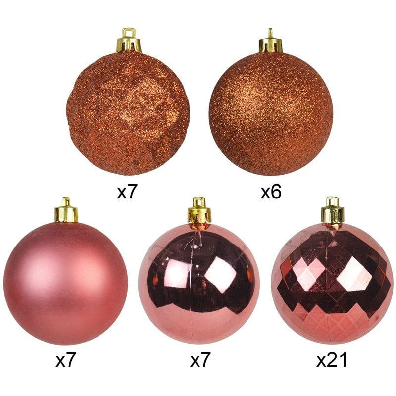 Jeco 48 Piece Shatterproof Plastic Christmas Ornament Set in Brass