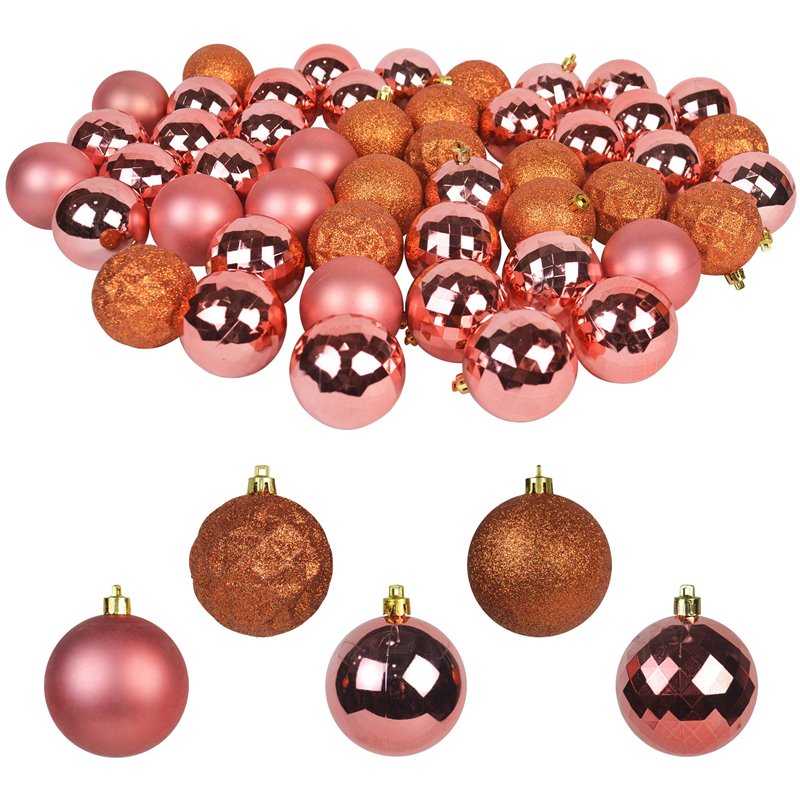 Jeco 48 Piece Shatterproof Plastic Christmas Ornament Set in Brass