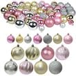 Jeco 57 Piece Shatterproof Plastic Christmas Ornament Set in Gold/ Pink/ Silver