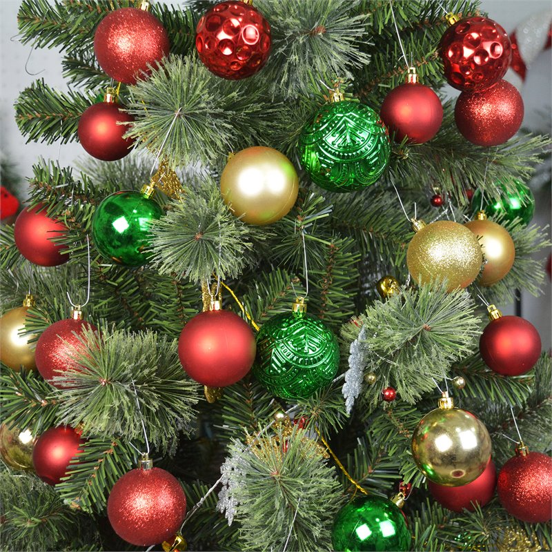 Jeco 84 Piece Shatterproof Plastic Christmas Ornament Set in Red/ Green/ Gold