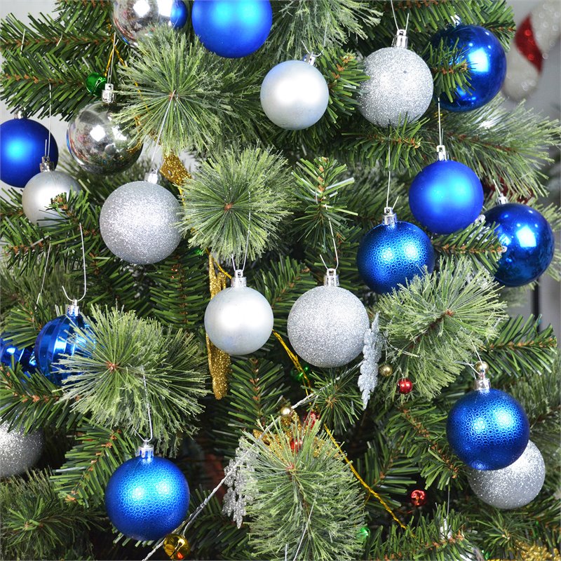Jeco 84 Piece Shatterproof Plastic Christmas Ornament Set in Blue and Silver