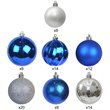 Jeco 84 Piece Shatterproof Plastic Christmas Ornament Set in Blue and Silver