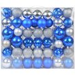 Jeco 84 Piece Shatterproof Plastic Christmas Ornament Set in Blue and Silver
