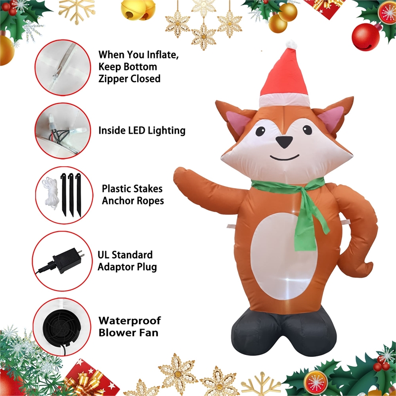 Jeco Giant Weather Resistant Polyester Inflatable LED Christmas Fox