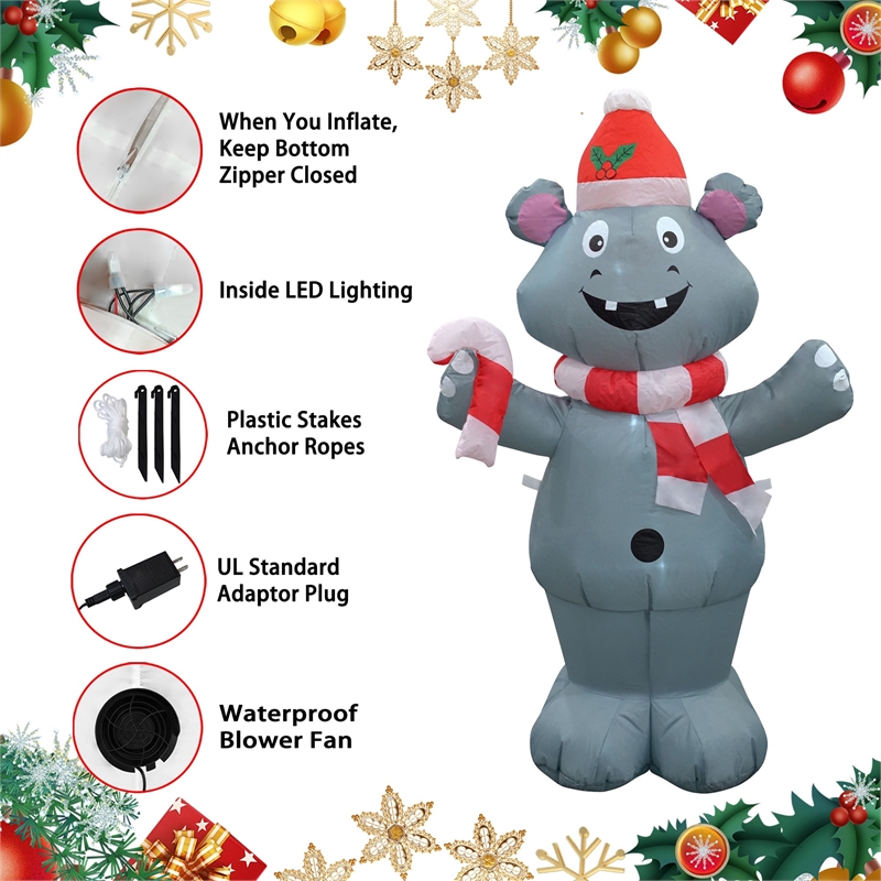 Jeco Giant Weather Resistant Polyester Inflatable LED Christmas Bear